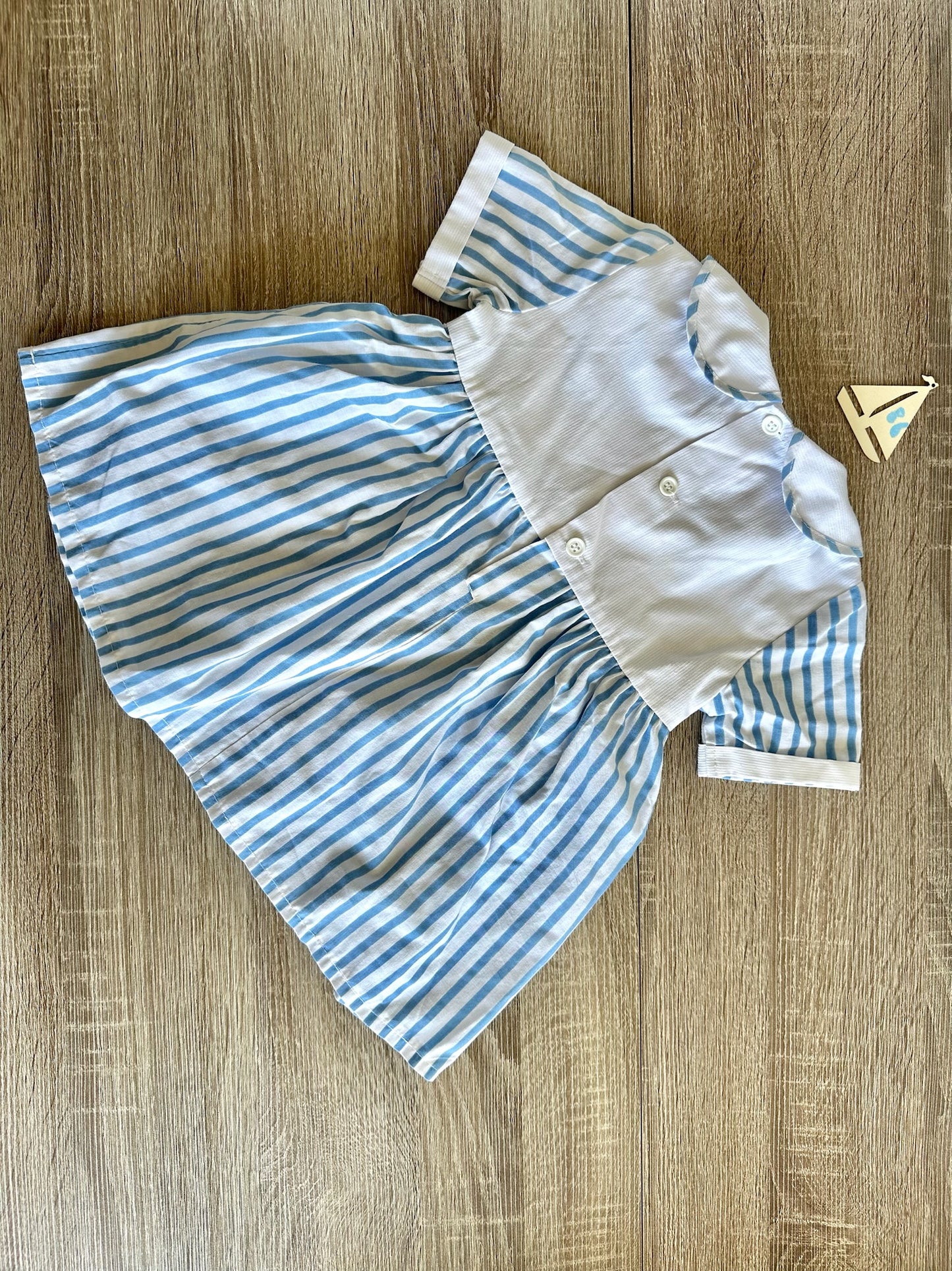 Retro Vintage Kleid maritim mit Kragen blau/weiß gestreift Gr.86