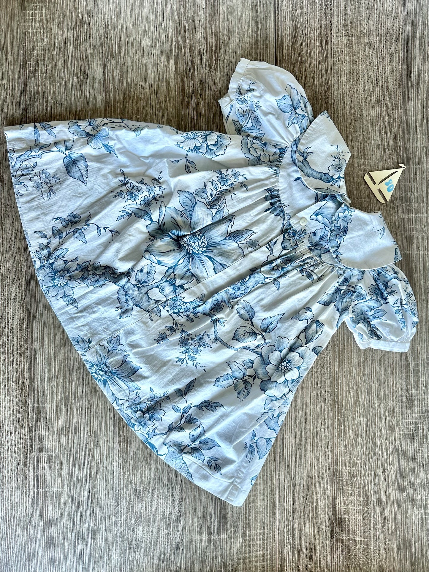 Retro Vintage Kleid blau weiß mit Blumen Gr.80