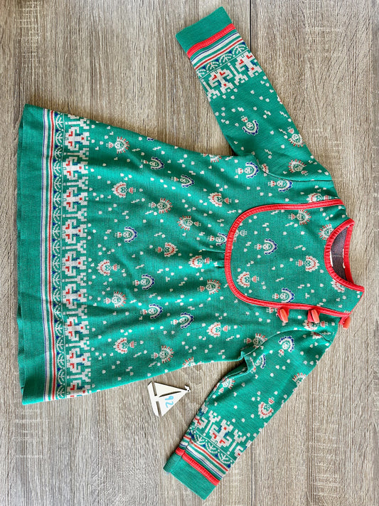 Retro Vintage Kleid Indonesien mit Mayafiguren türkis/rot Gr.92