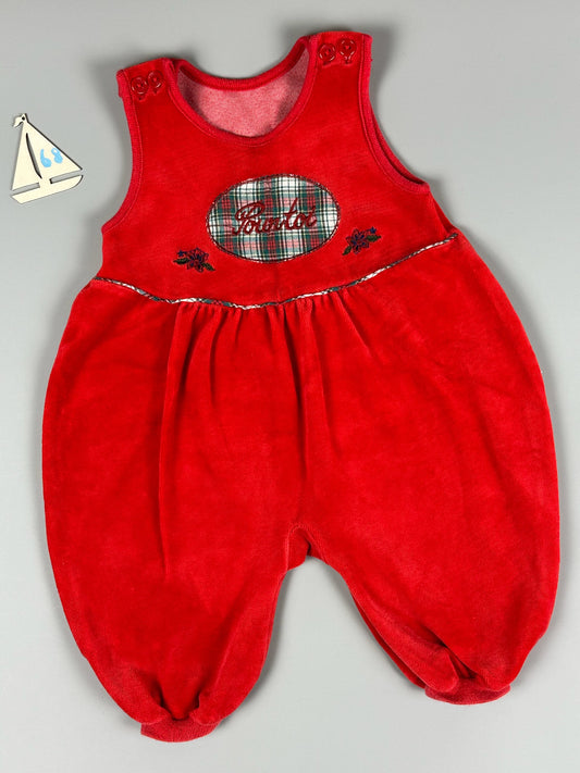 Kanz Retro Vintage Strampler rot Samtoptik Gr.68