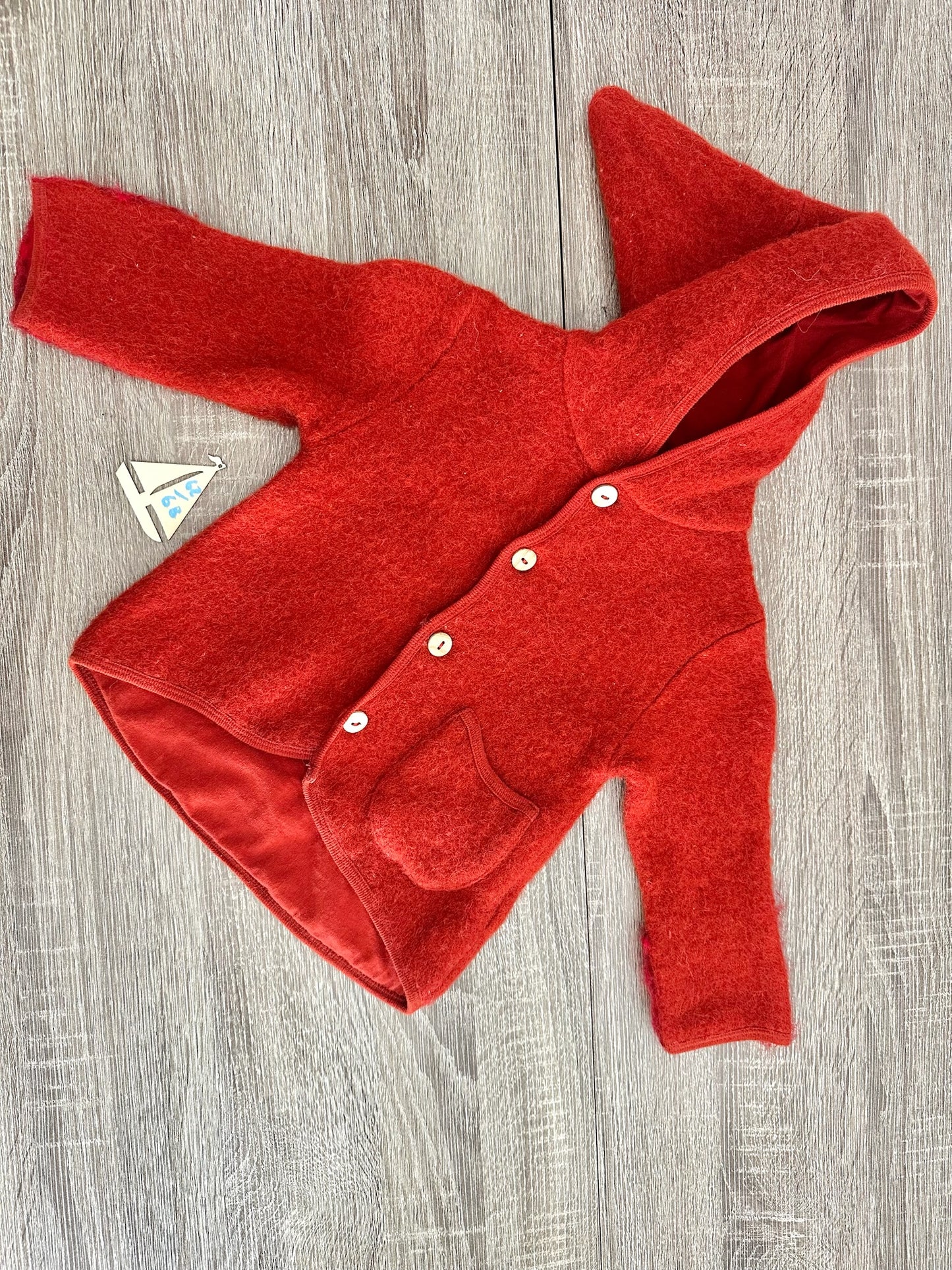Alana Schurwolle Jacke Wollwalk rot Gr.62/68