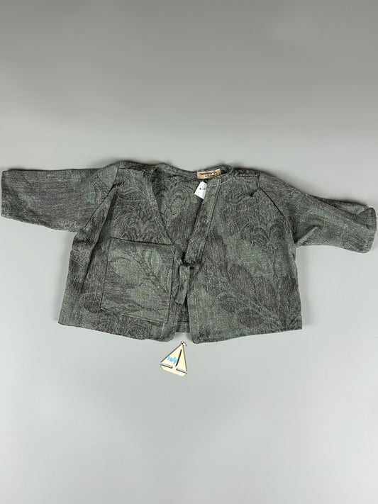 Ausgefallene Handmade Jacke dunkelgrün gemustert Gr.104