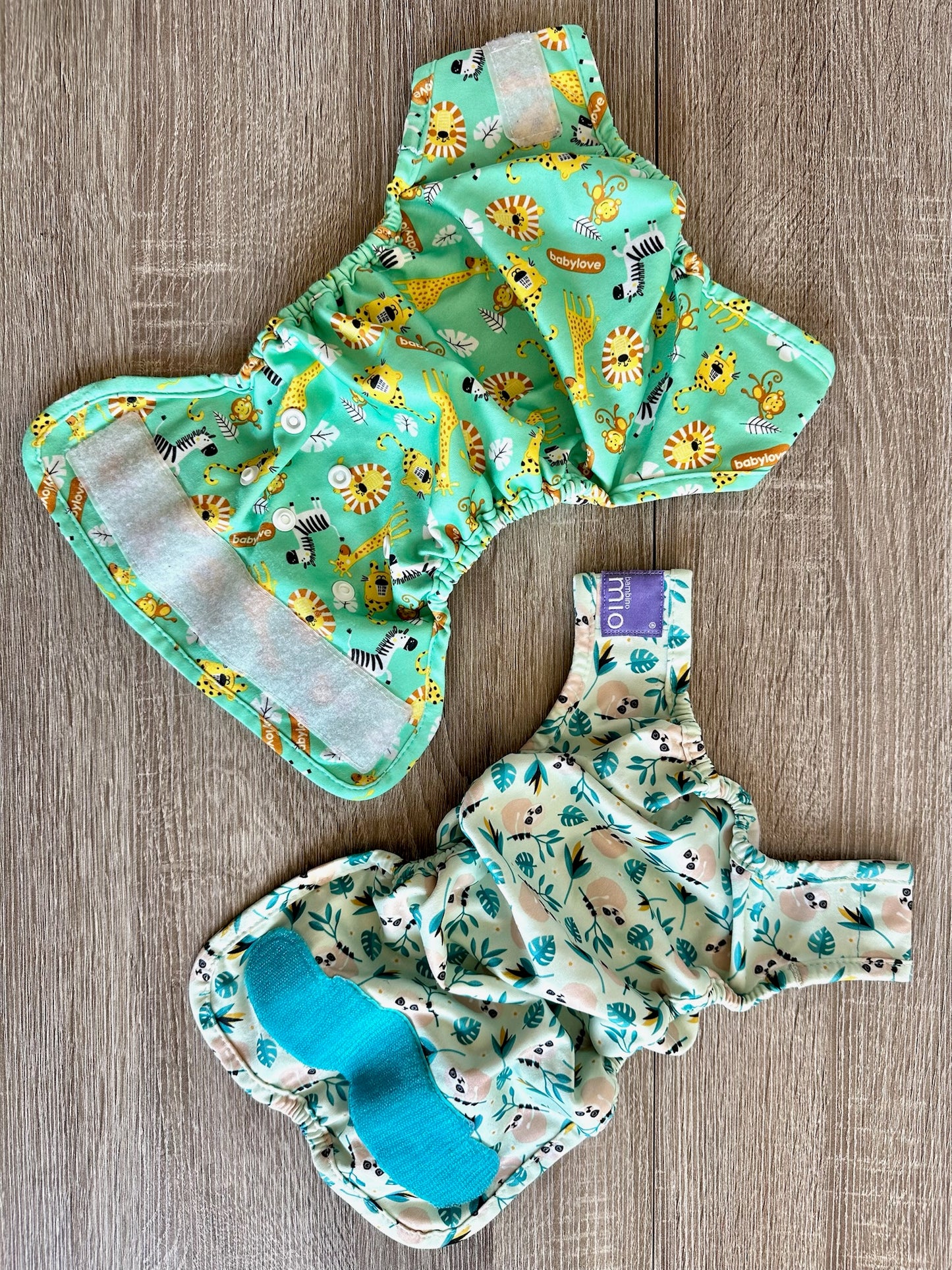 Bambino Mio PU Stoffwindelhosen türkis/mint Faultiere/ Safari bis 9kg