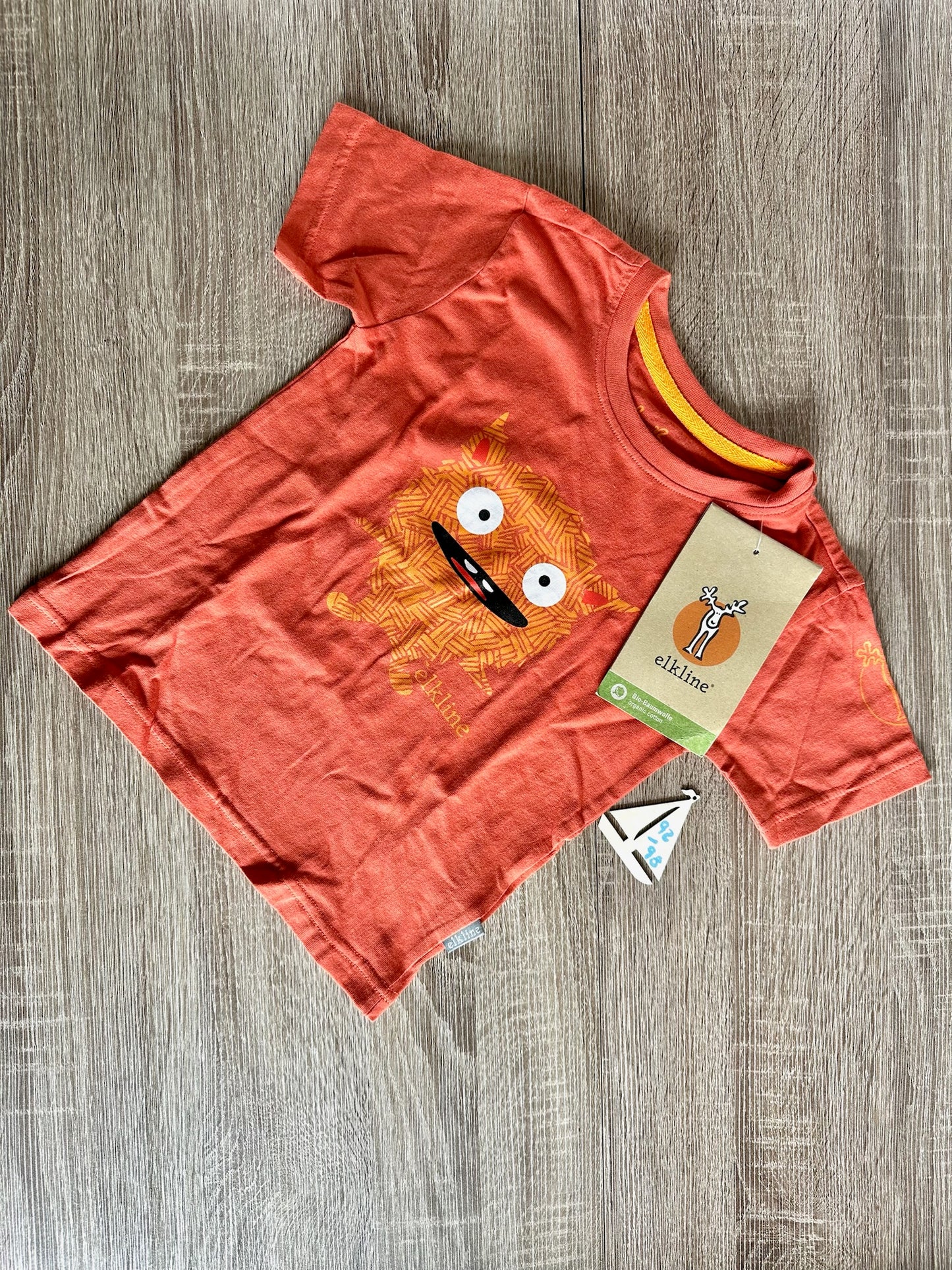 elkline organic Tshirt rostrot mit Monster neu mit Etikett Gr.98