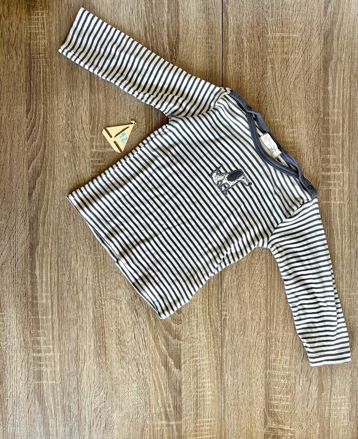 Sense Organics Langarmshirt schwarz/weiß gestreift mit Dalmatiner Gr.92