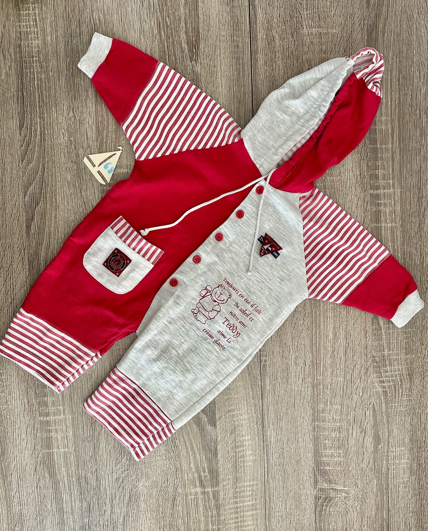 Little Baby Company Retro Vintage Overall Anzug grau/rot Gr.68