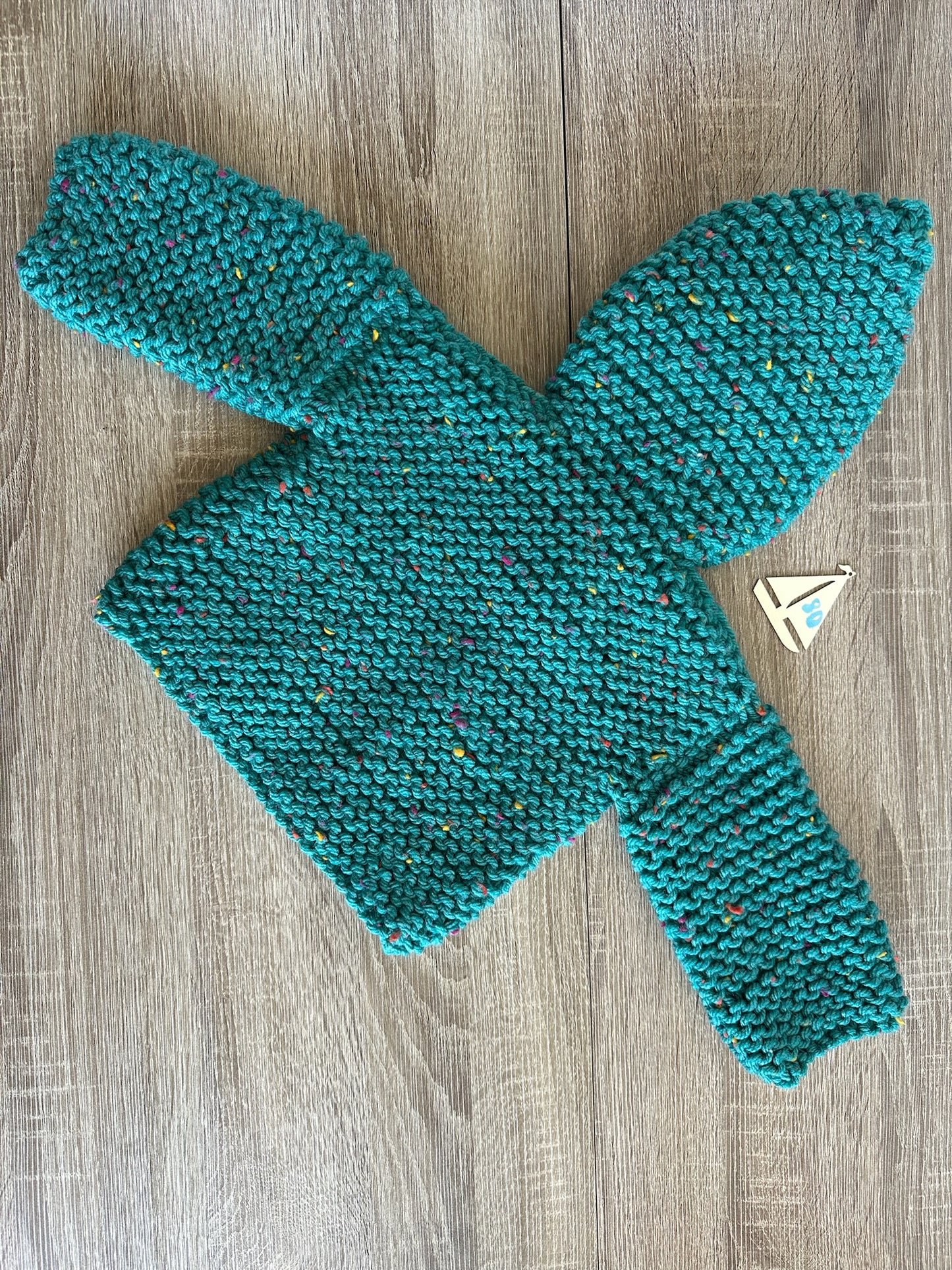 Handmade Strickjacke türkis Gr.80