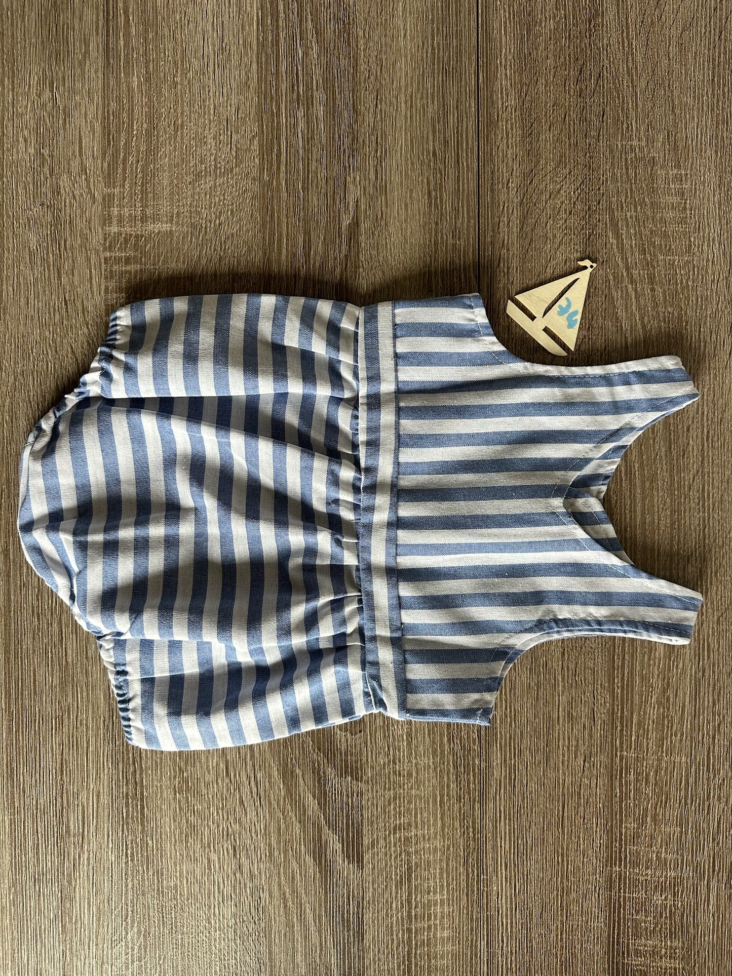 kurzer Overall Leinen creme/blau gestreift Gr.74