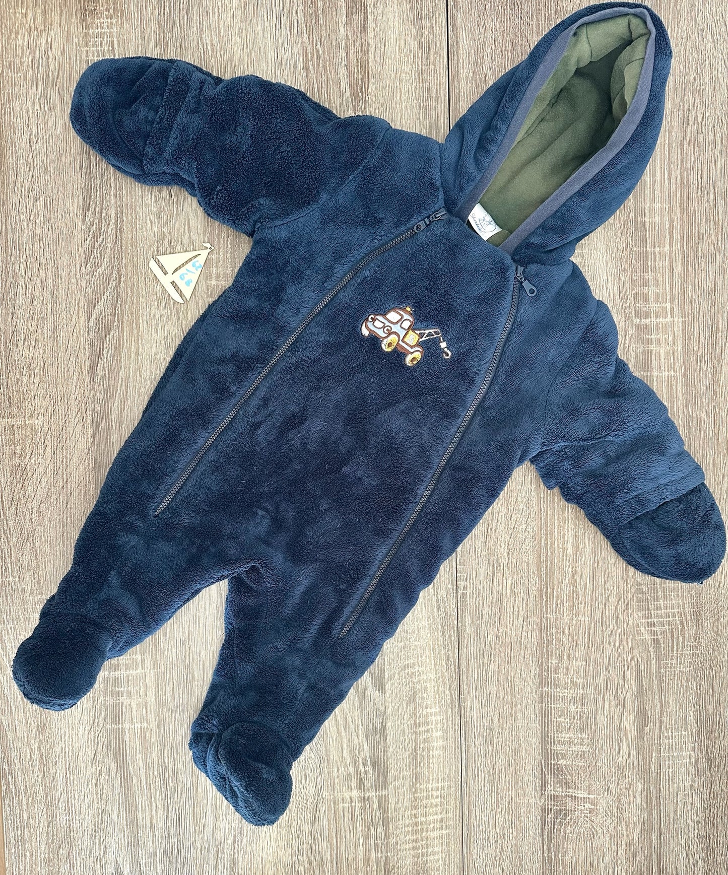 Sternentaler Winteranzug Fleece dunkelblau mit Auto Gr.62/68