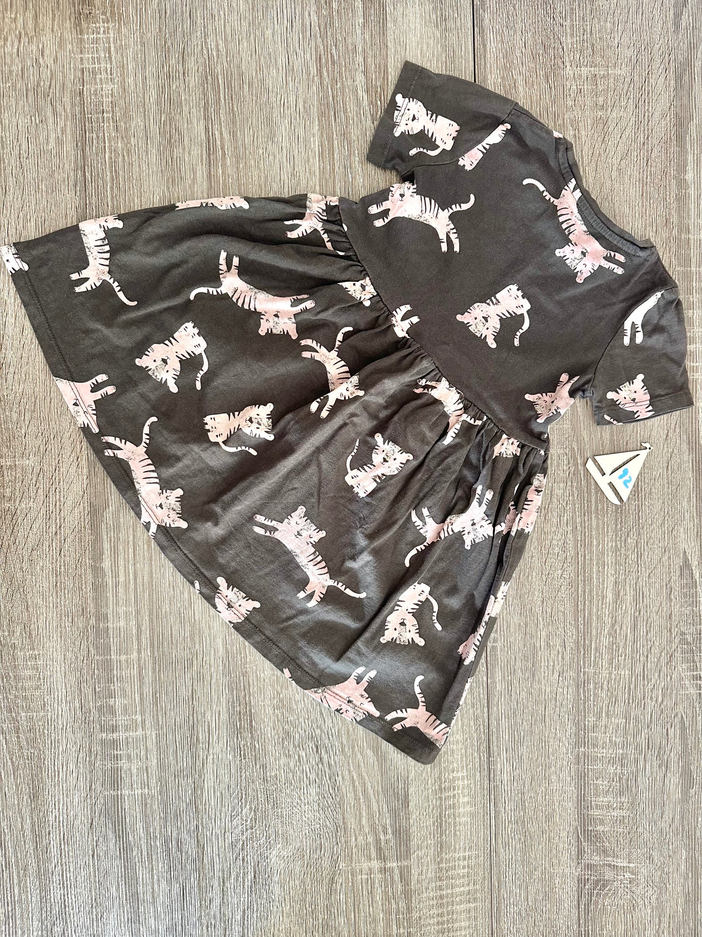 smyk Tshirtkleid kurzarm dunkelgrau mit Tigern Gr.92