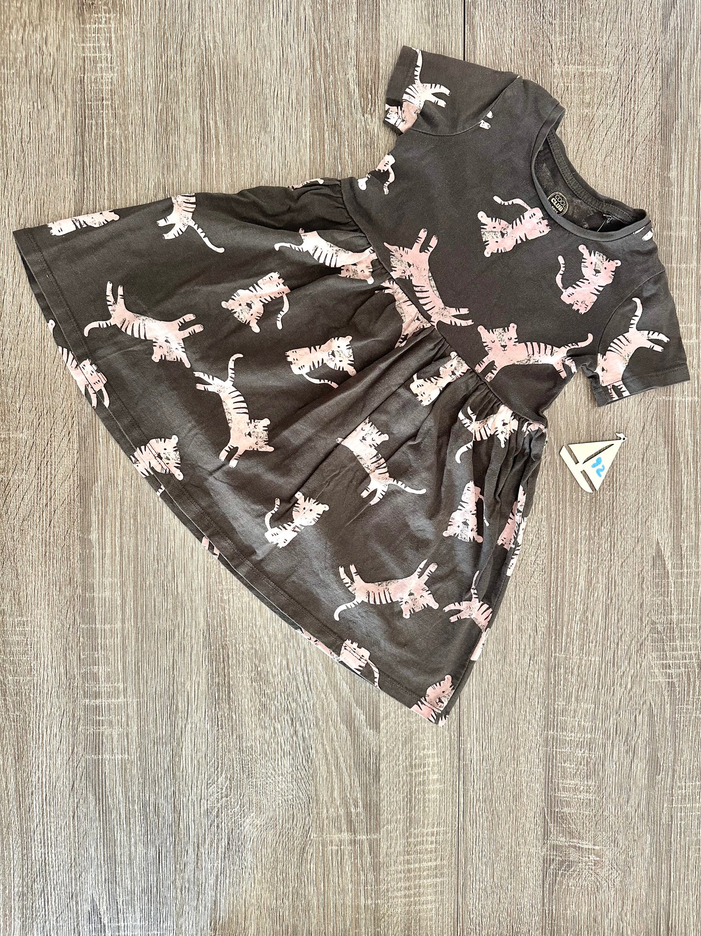 smyk Tshirtkleid kurzarm dunkelgrau mit Tigern Gr.92