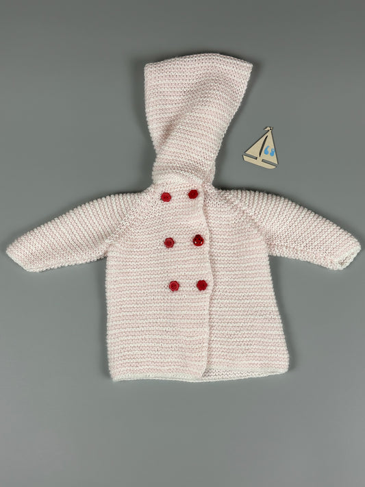Handmade gestrickte Jacke rosa/weiss Gr.68