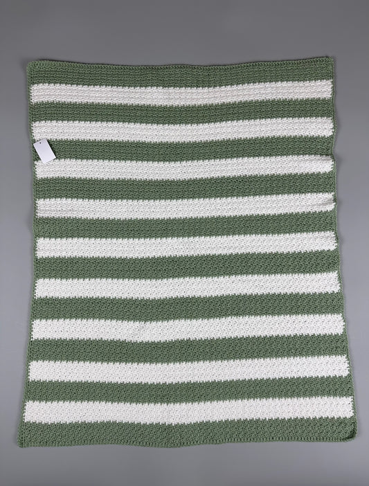 Handmade Strickdecke weiß/mintgrün