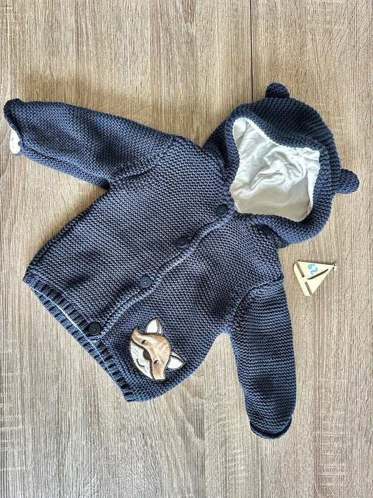 Dopodopo mini gefütterte Strickjacke dunkelblau mit Bärenohren Gr.62