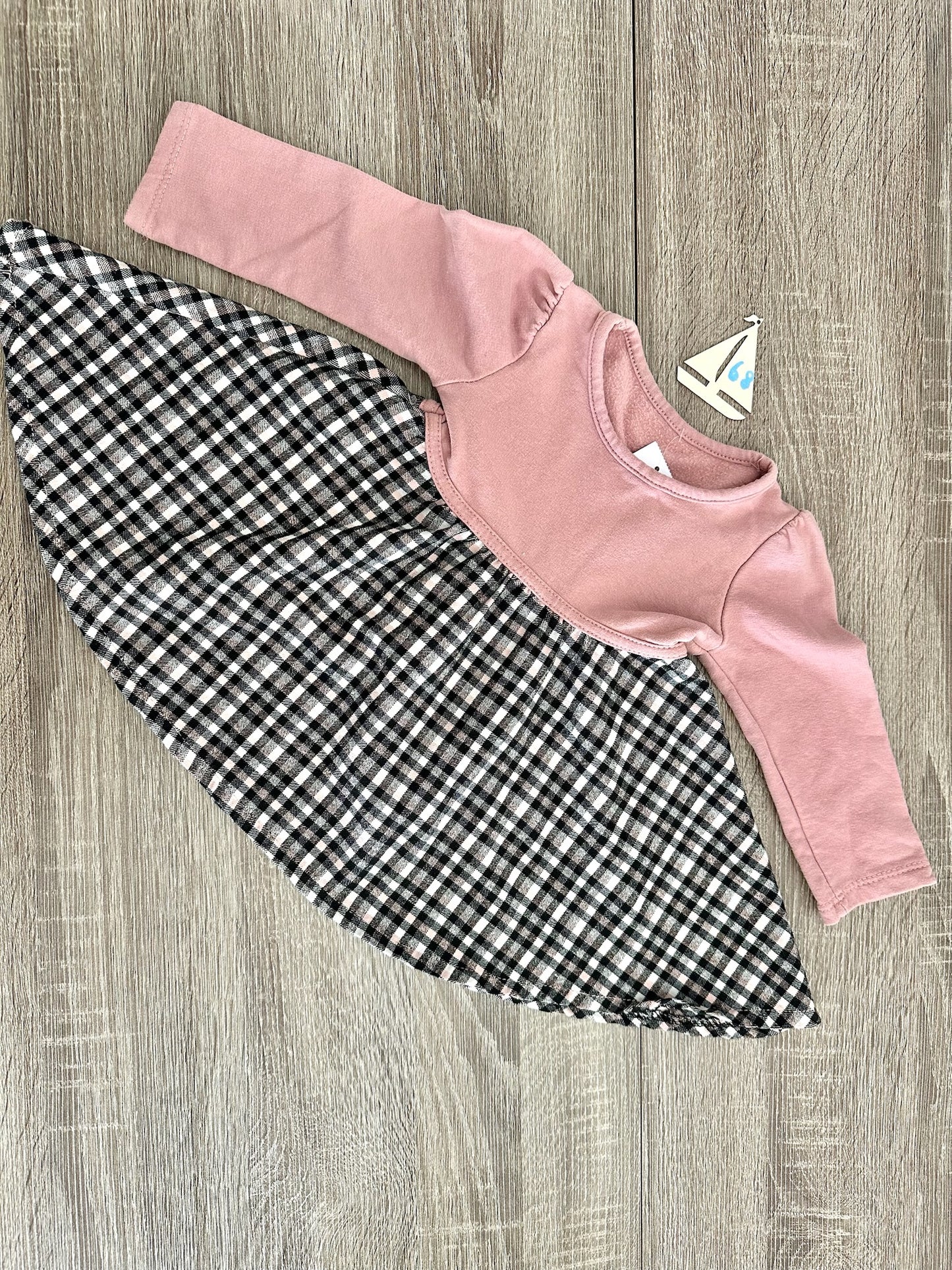Pulloverkleid langarm rosa kariert Gr.68