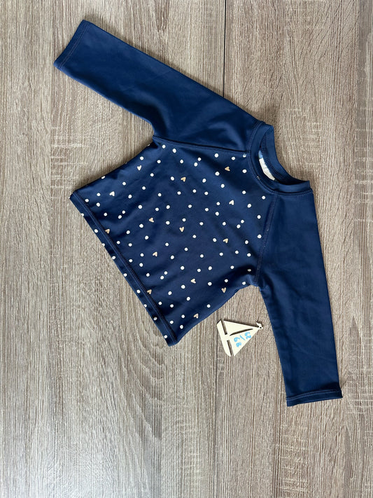 H&M UV-Shirt langarm blau mit Punkten und Herzen Gr.62/68
