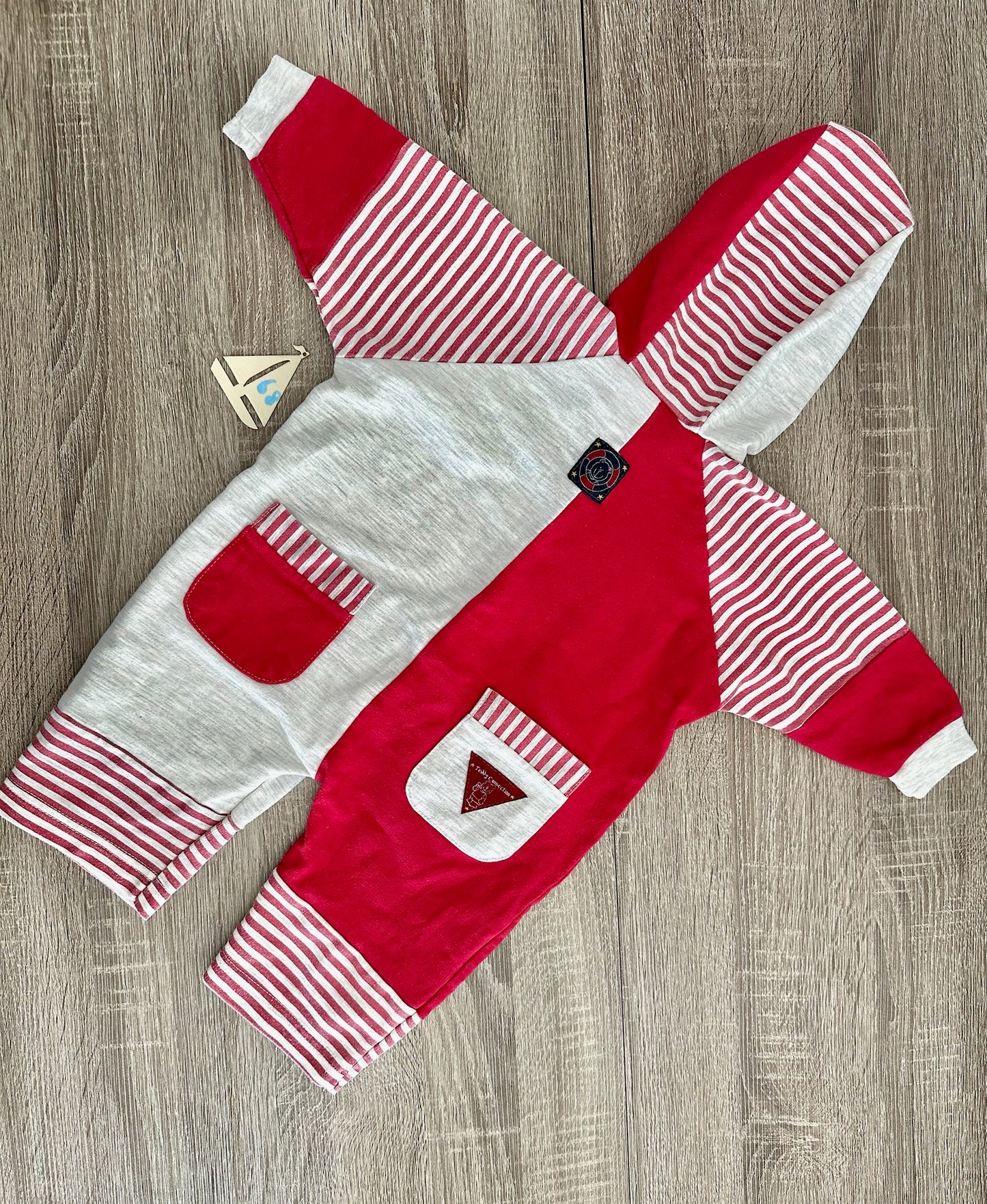Little Baby Company Retro Vintage Overall Anzug grau/rot Gr.68