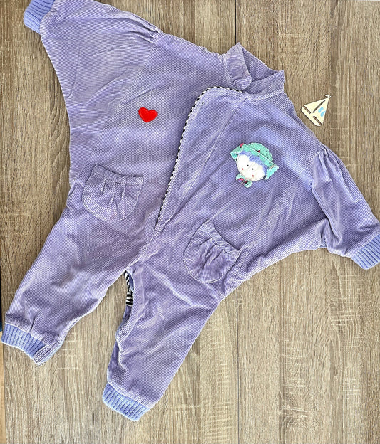 Retro Vintage Cordanzug Overall flieder mit Patches Gr.86