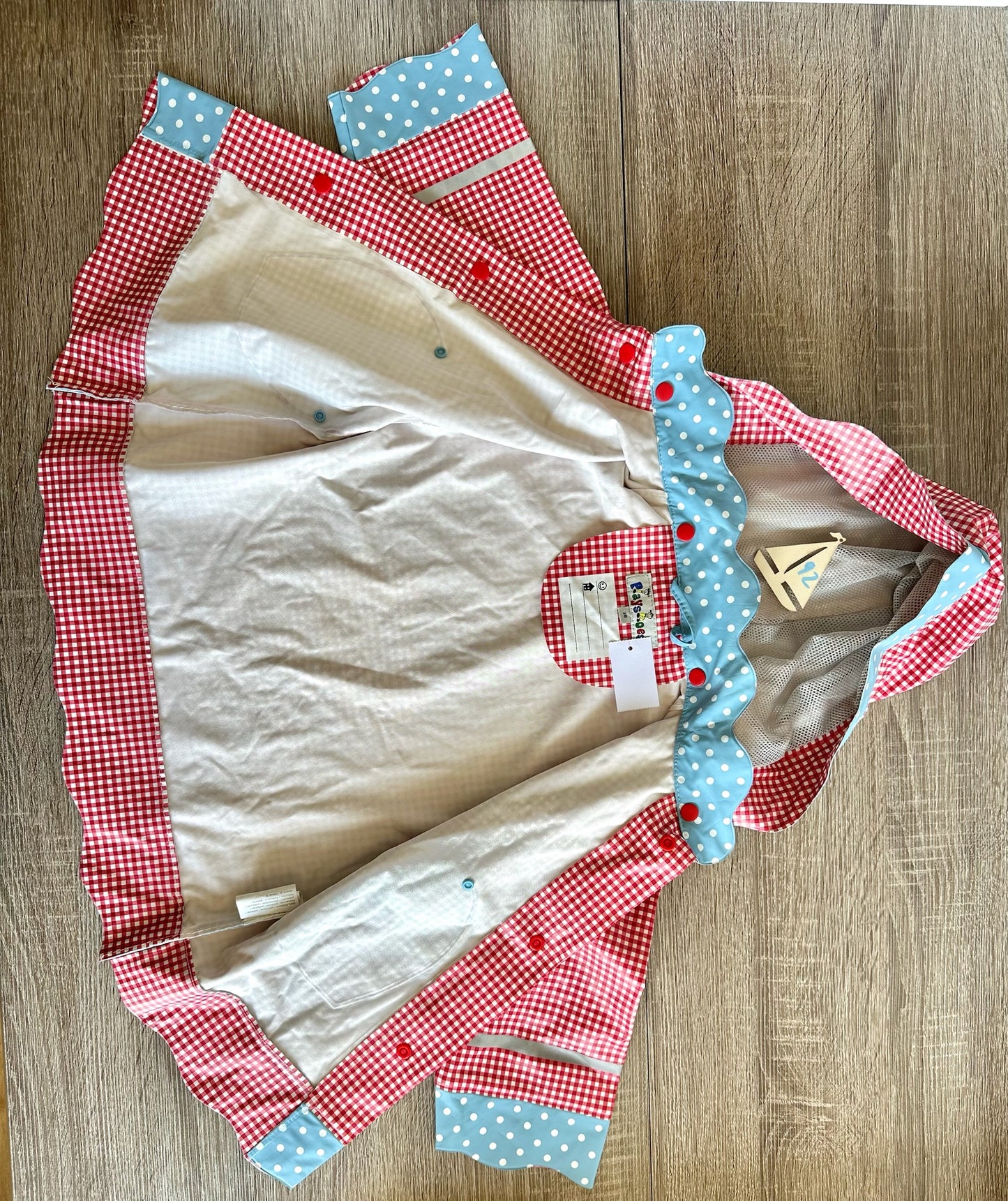 Regenjacke rot blau kariert Gr.92