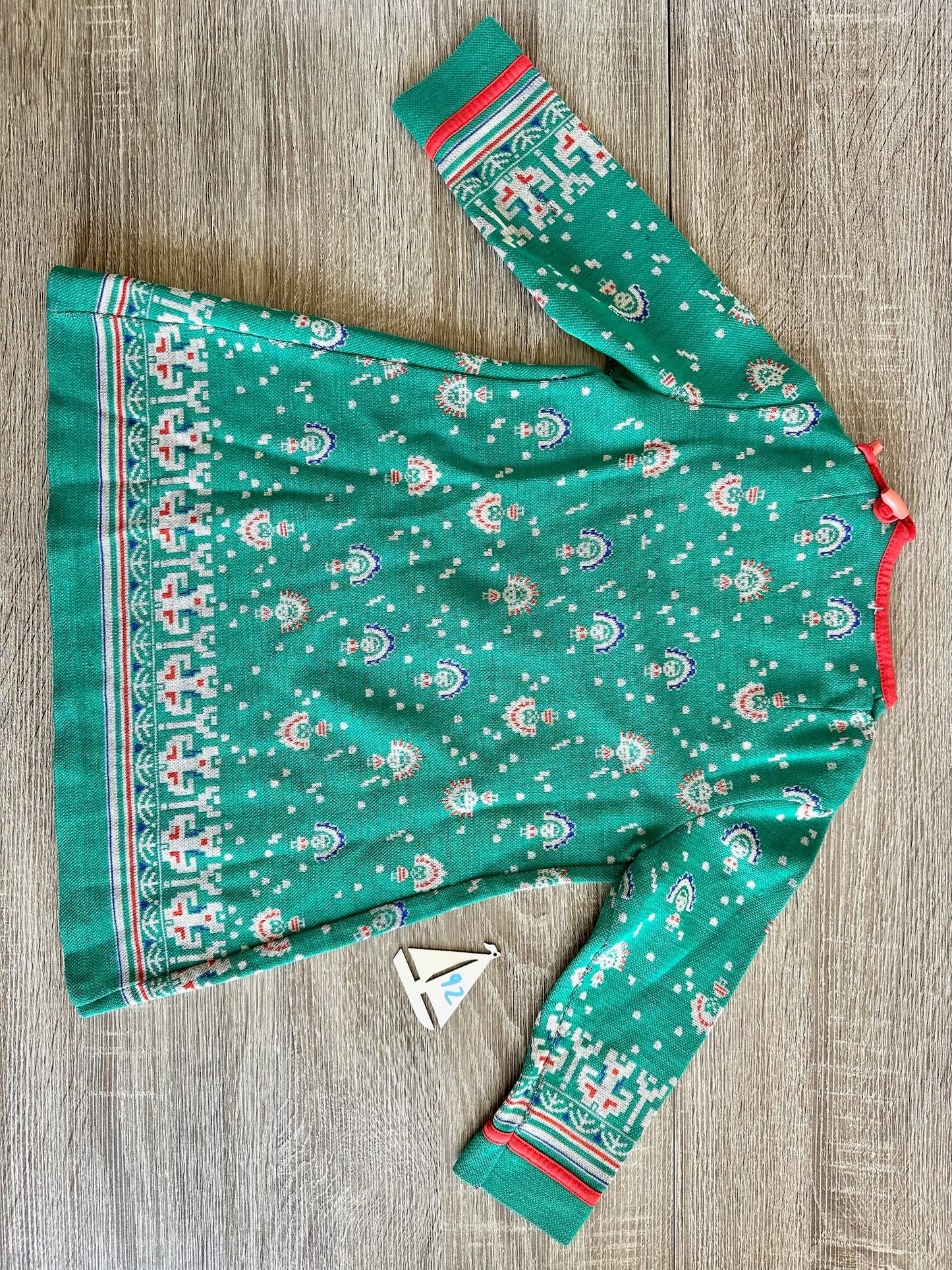 Retro Vintage Kleid Indonesien mit Mayafiguren türkis/rot Gr.92