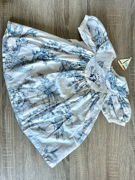 Retro Vintage Kleid blau weiß mit Blumen Gr.80