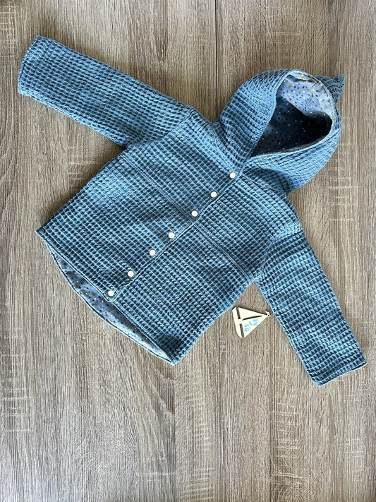 Handmade Jacke mit Waffelstruktur hellblau Gr.74/80