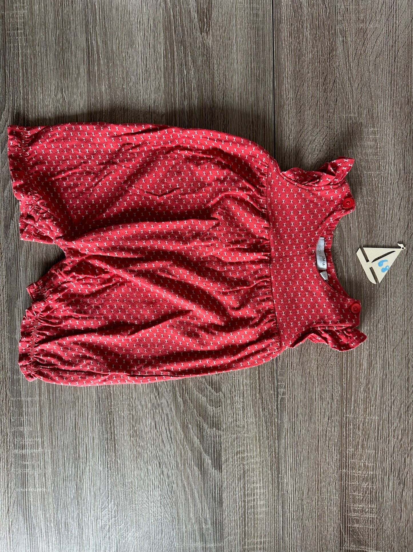 Lemon Beret Jumper Overall rot weiß mit Rüschen Gr.68