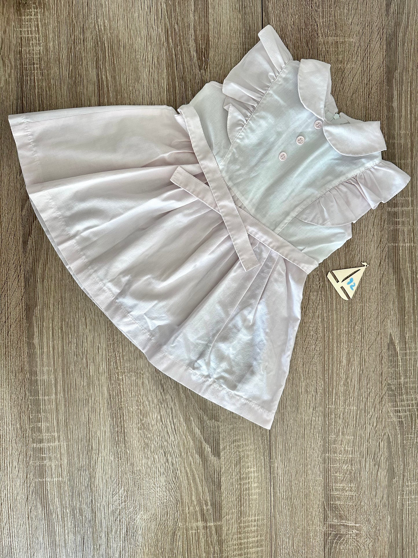 Retro Vintage Kleid rosa/weiß gestreift und Rüschen Gr.92
