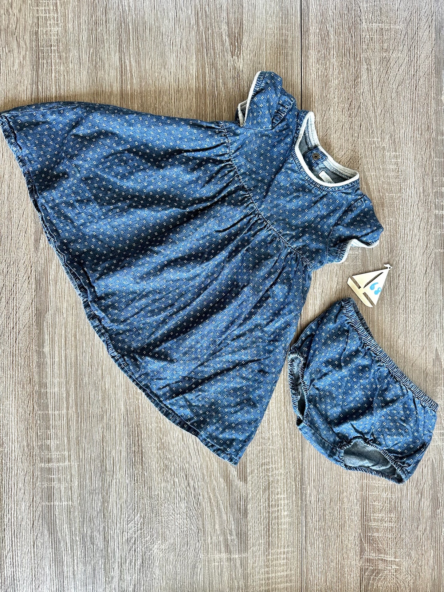 bout‘ chou leichtes Deminkleid dunkelblau mit weißen Blumen Gr.68