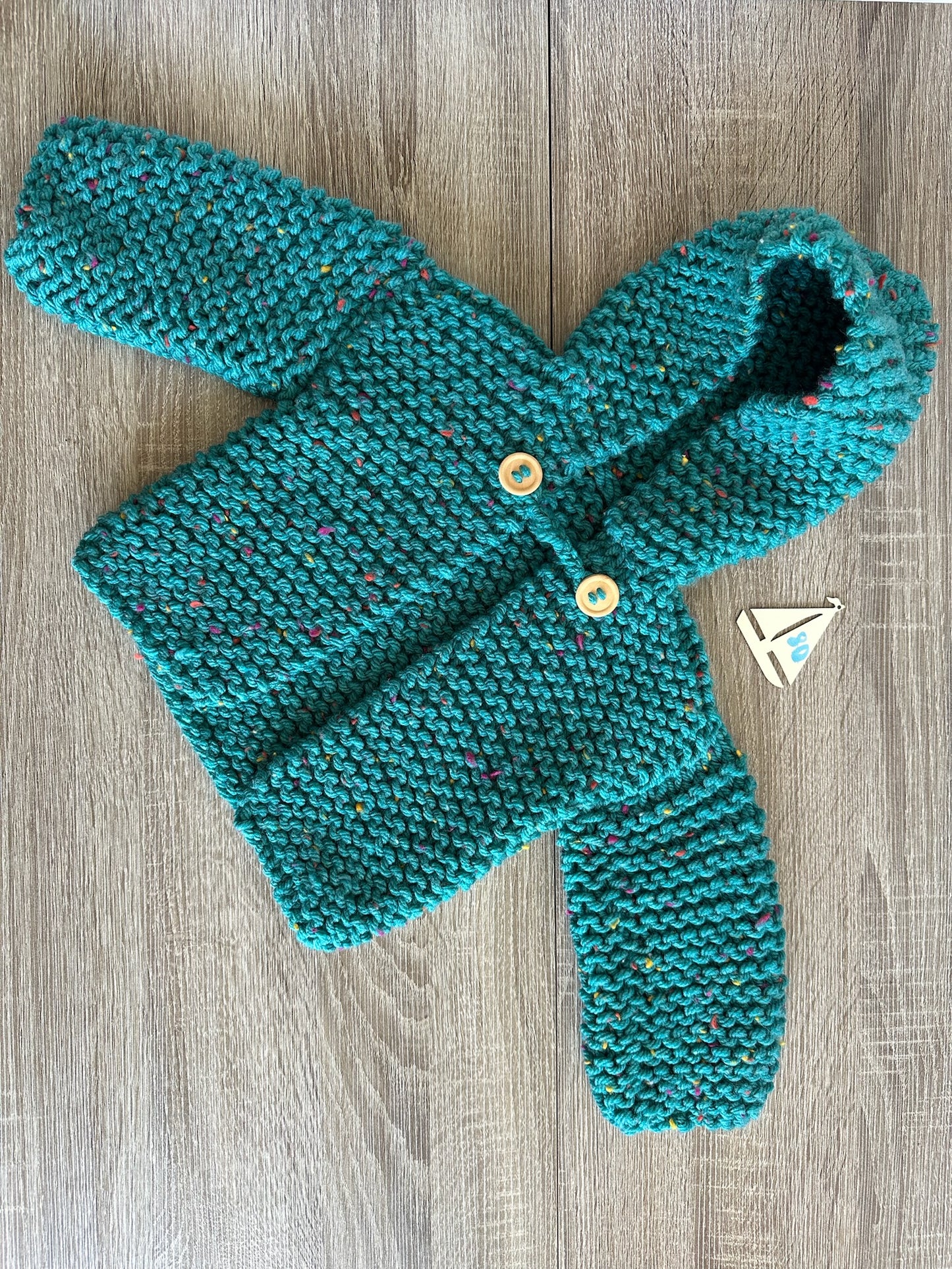 Handmade Strickjacke türkis Gr.80