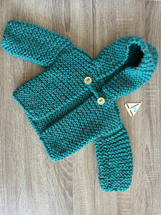 Handmade Strickjacke türkis Gr.80