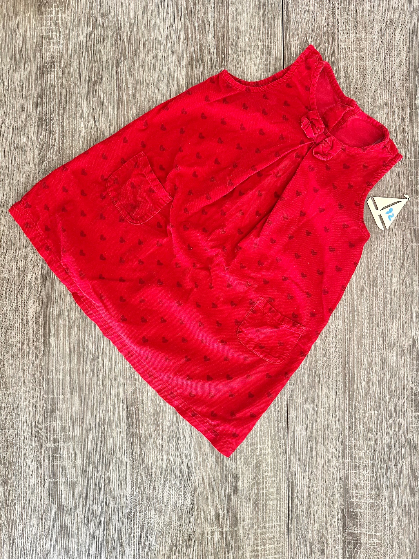 Cordkleid ärmellos rot mit Herzen Gr.92