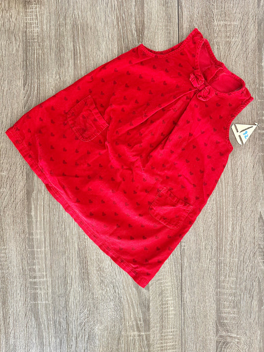 Cordkleid ärmellos rot mit Herzen Gr.92