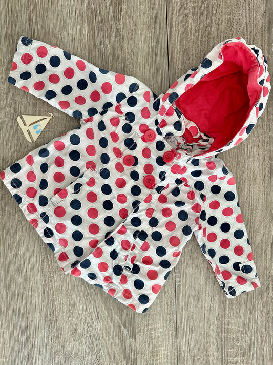 Baby Club Retro Vintage Jacke weiß mit pink/blauen Punkten Gr.68