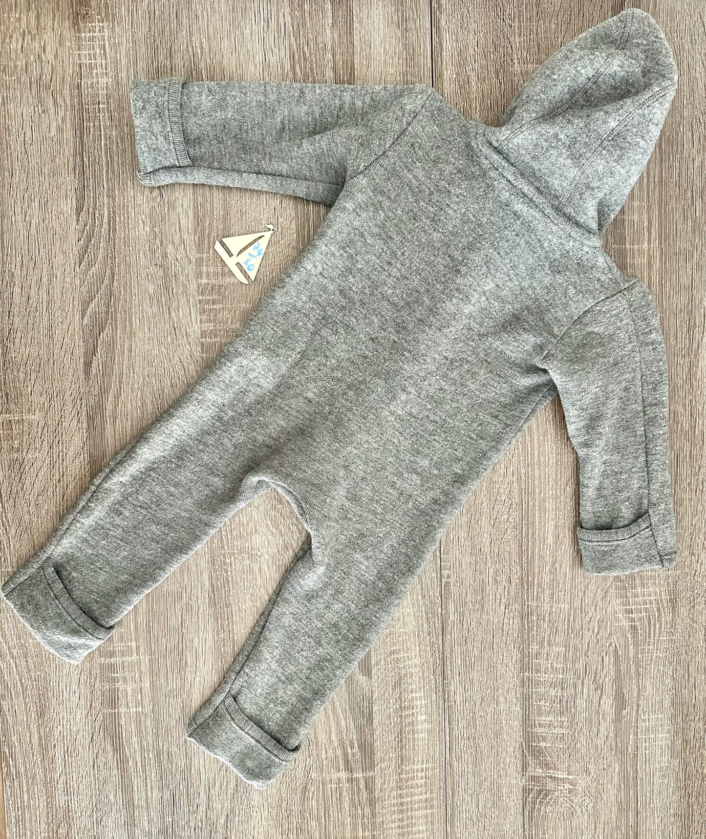 Hessnatur Wollwalk Schurwolle Anzug Overall grau Gr.74/80