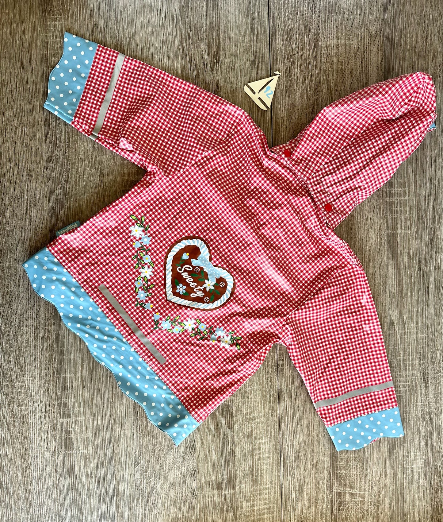 Regenjacke rot blau kariert Gr.92