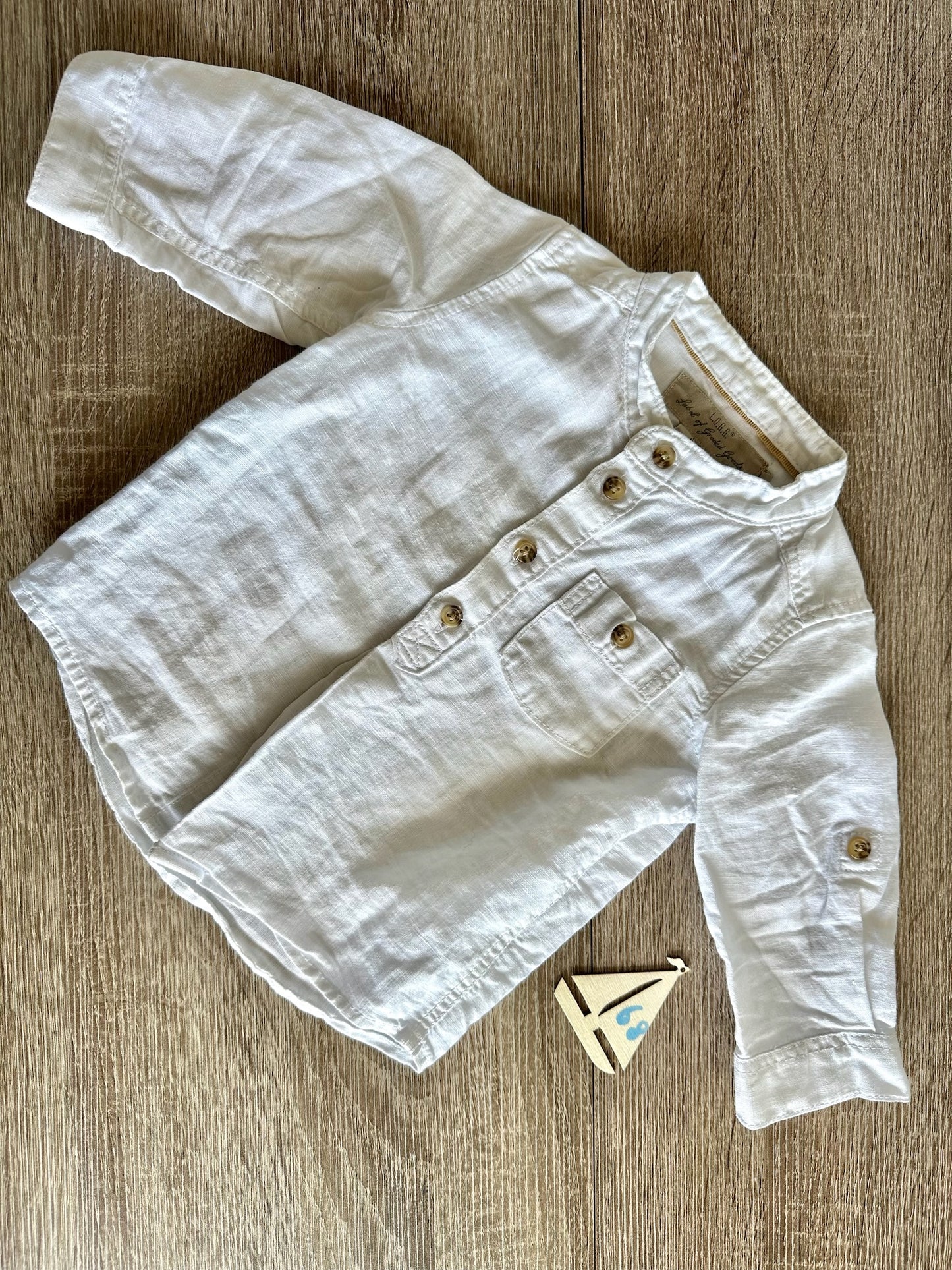 H&M Leinenhemd langarm creme Gr.68