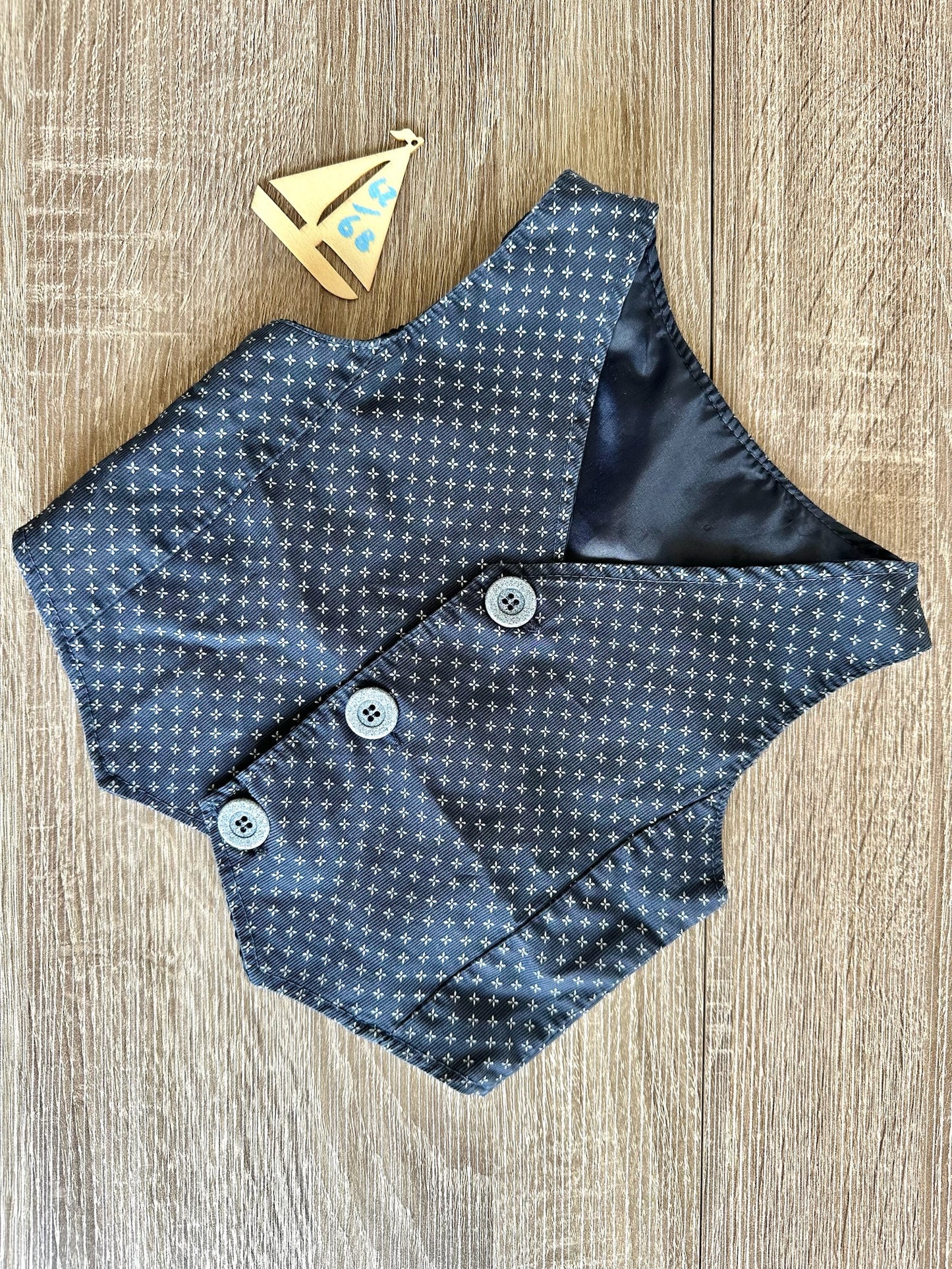 Mini Kids Weste Gilet dunkelblau mit weißen Mustern Gr.62/68