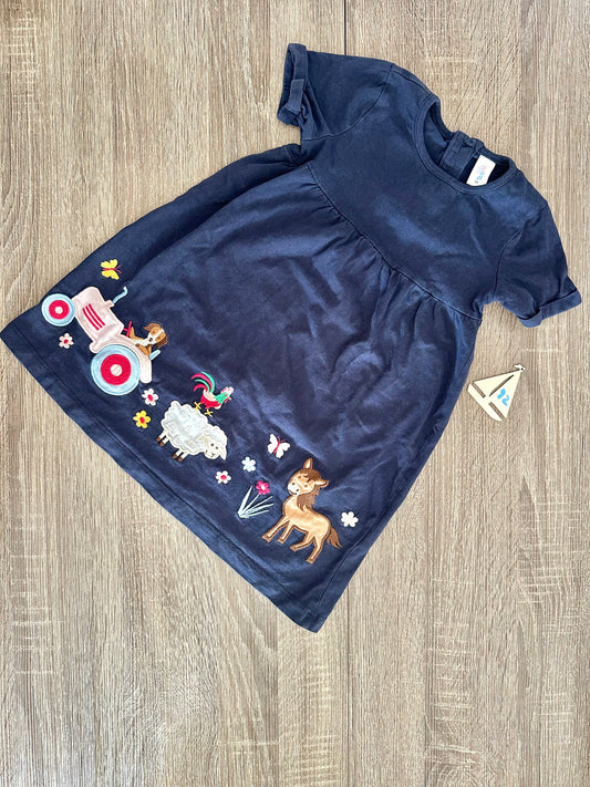 Topomini Tshirtkleid dunkelblau mit Bauernhofmotiven Gr.92