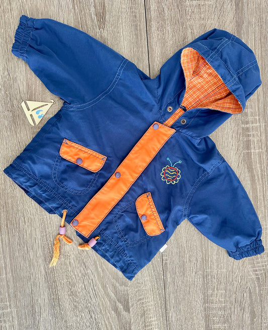 Lemmi Fashion Retro Vintage Jacke dunkelblau/orange mit Stickerei Gr.68