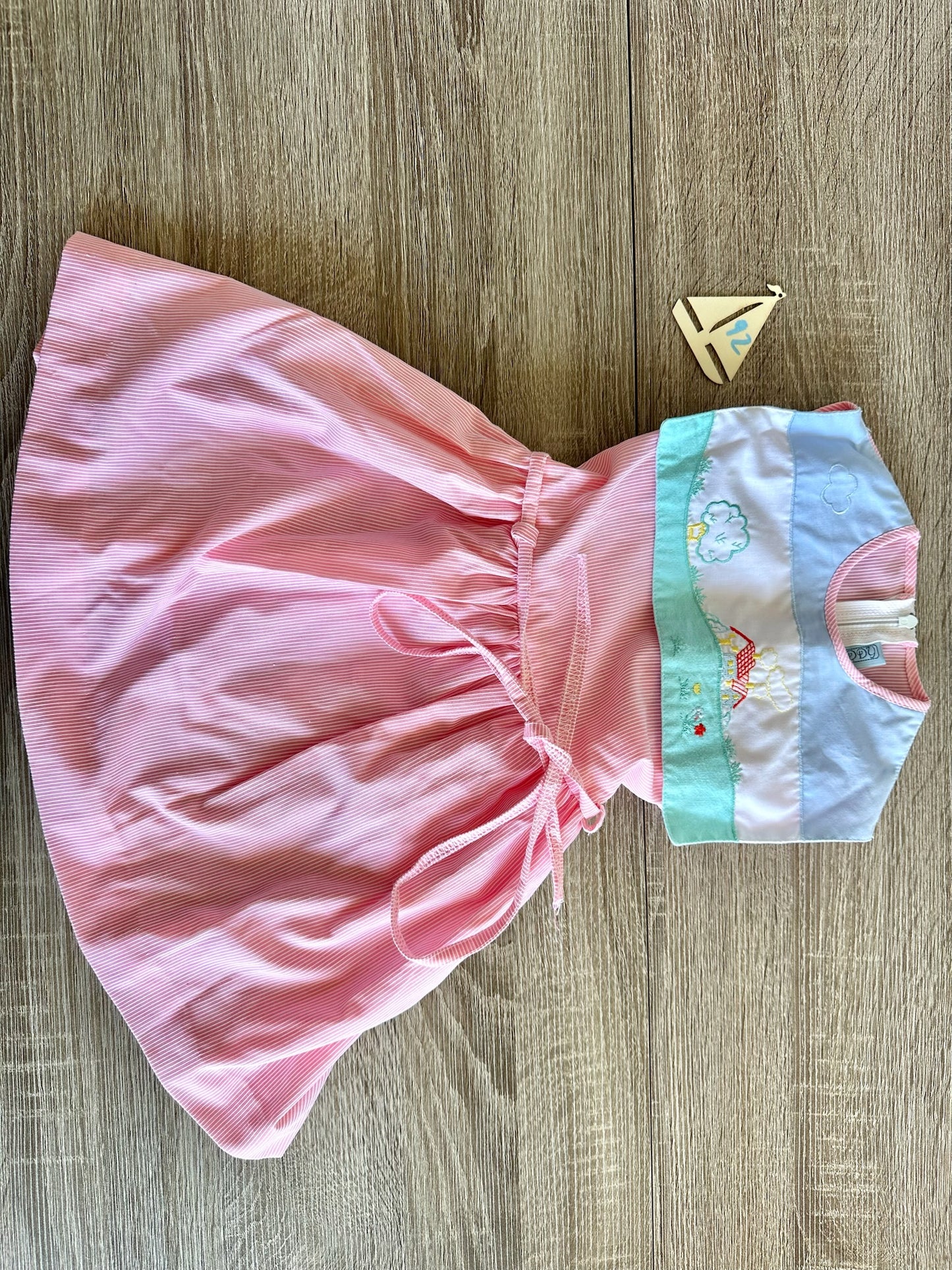 Retro Vintage Kleid rot/weiß gestreift mit Stickerei Gr.92