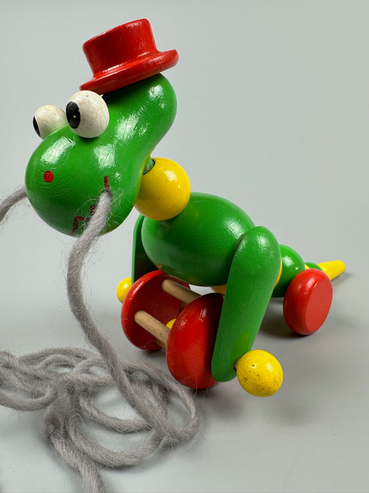 Retro/Vintage Ziehtier Reptil mit Hut