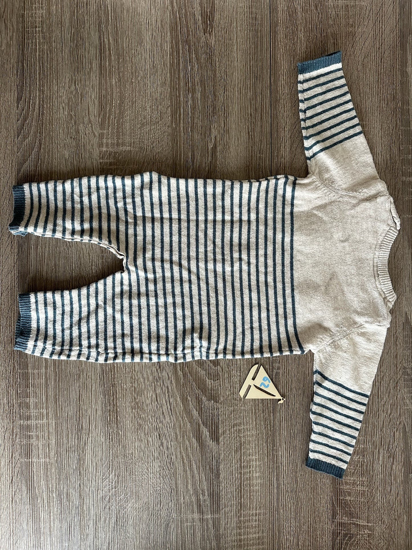 Wolloverall Strampler blau weiß gestreift mit Fuchs Gr. 62