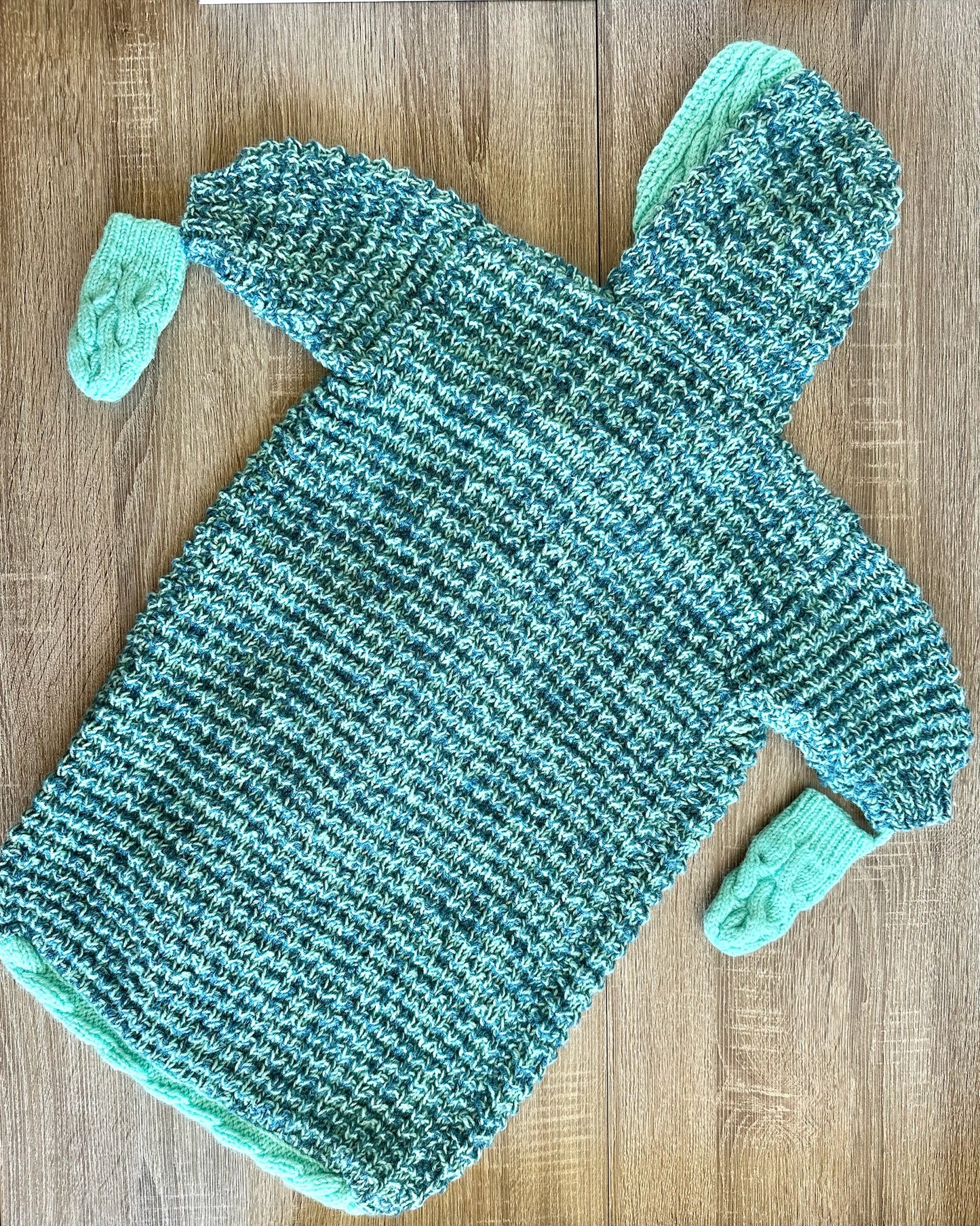Handmade Babynestchen Schlafsack Wolle türkis petrol