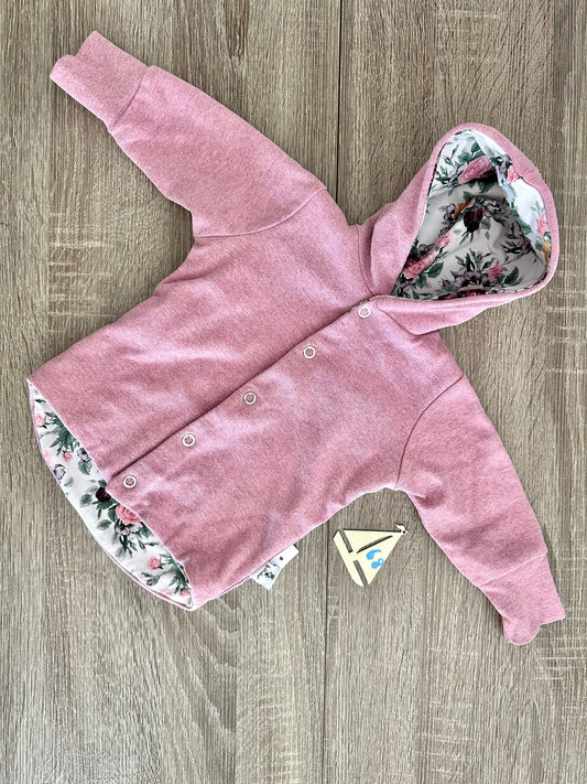 Handmade Jacke rosa mit Blumenmuster Gr.68