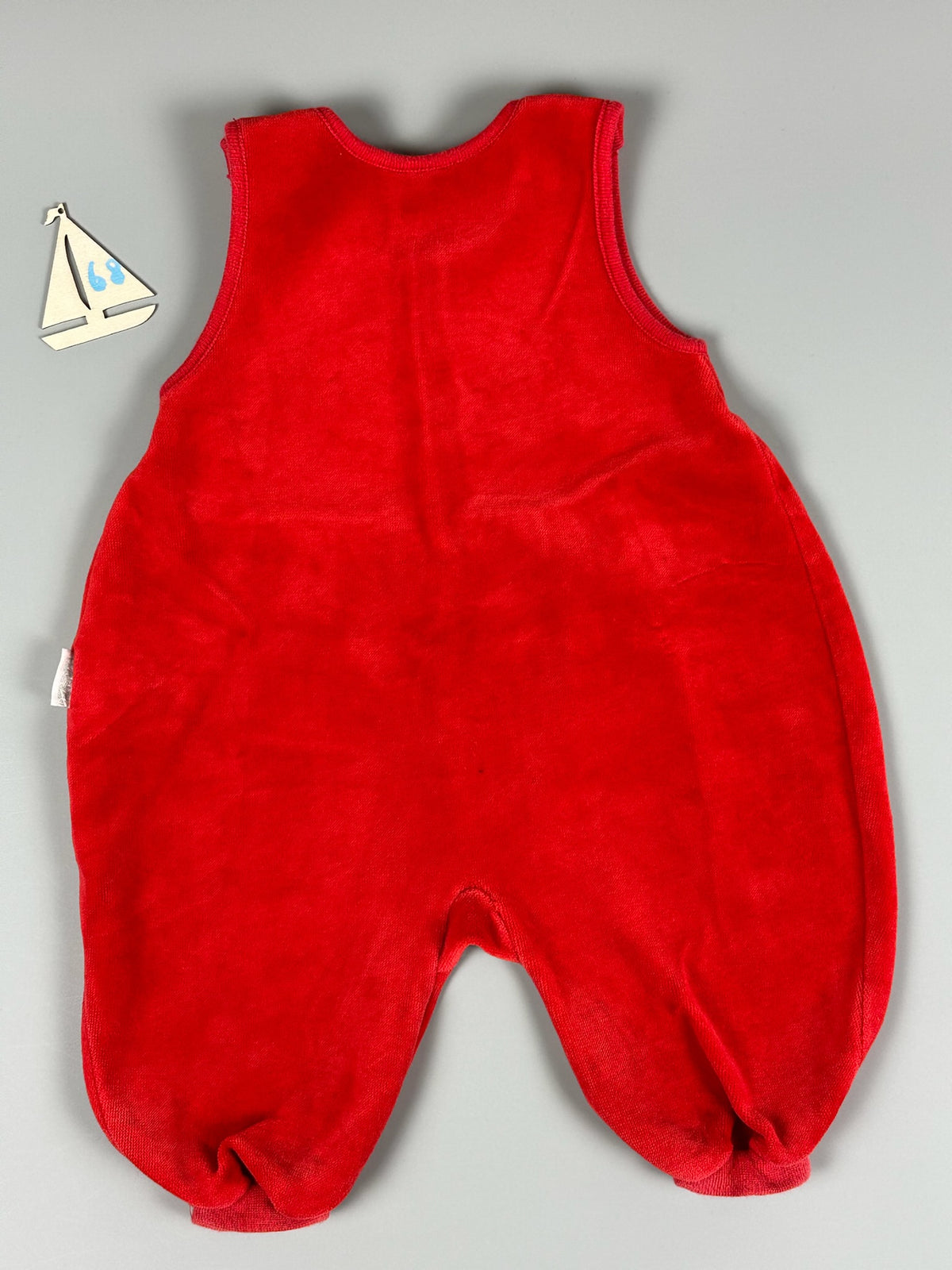 Kanz Retro Vintage Strampler rot Samtoptik Gr.68